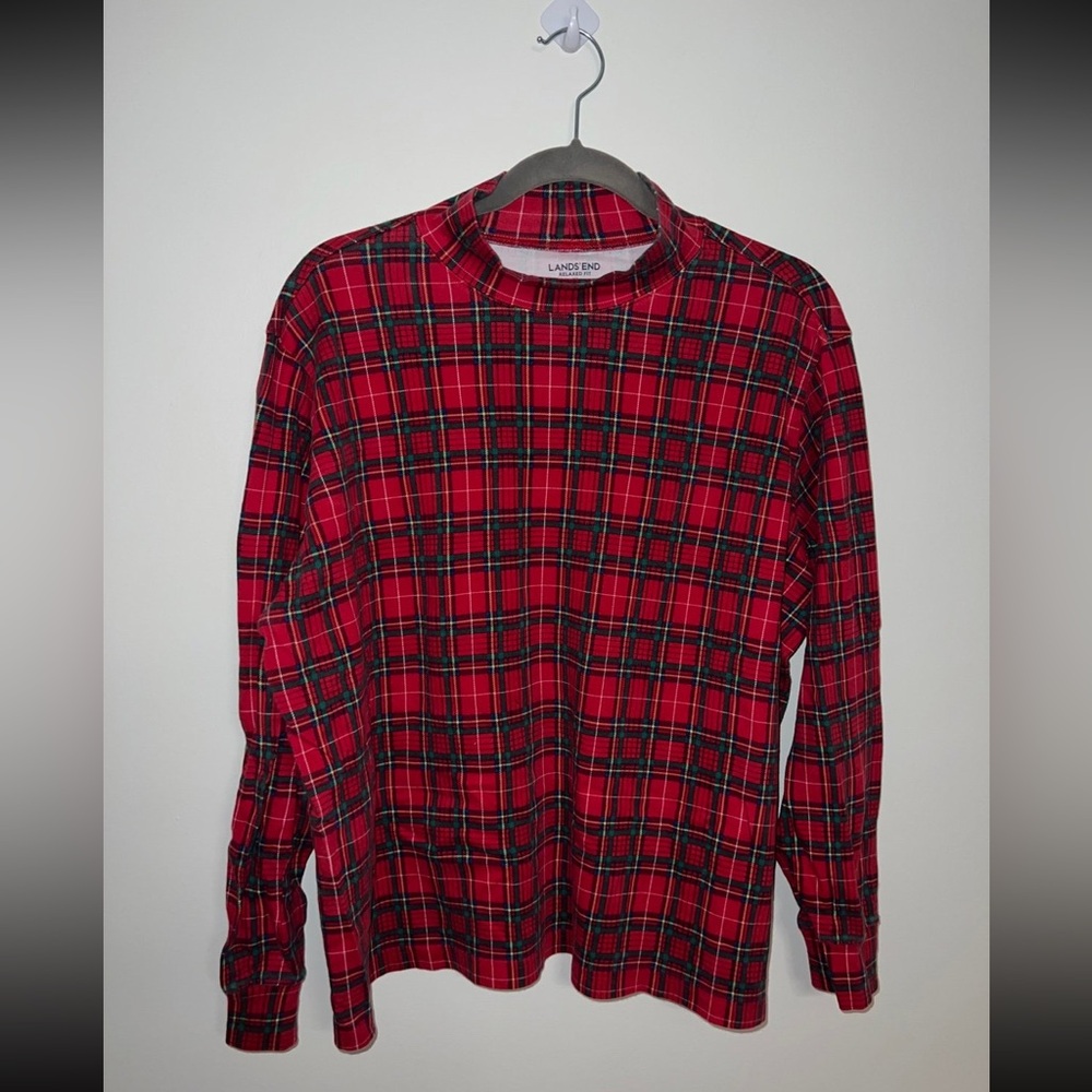 Lands‎ End Turtleneck Plaid Shirt